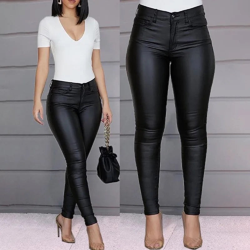Fitted leather pants