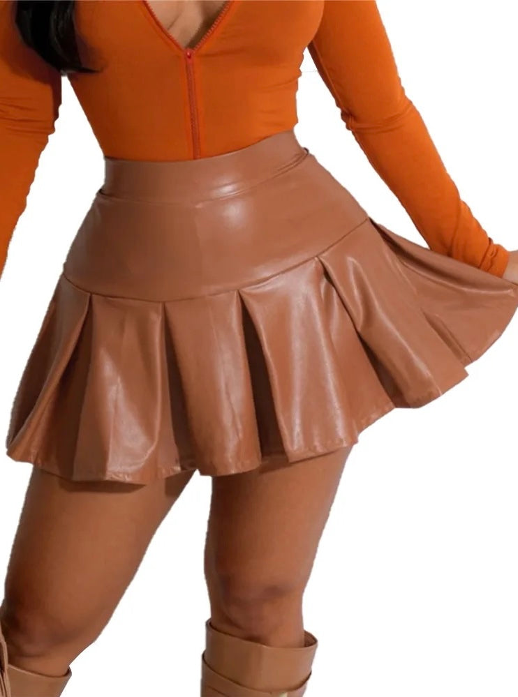 Leather tennis skirt