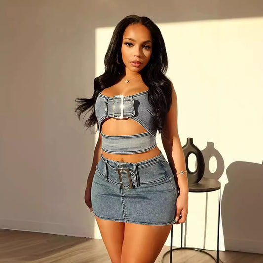 Buckle Denim Set