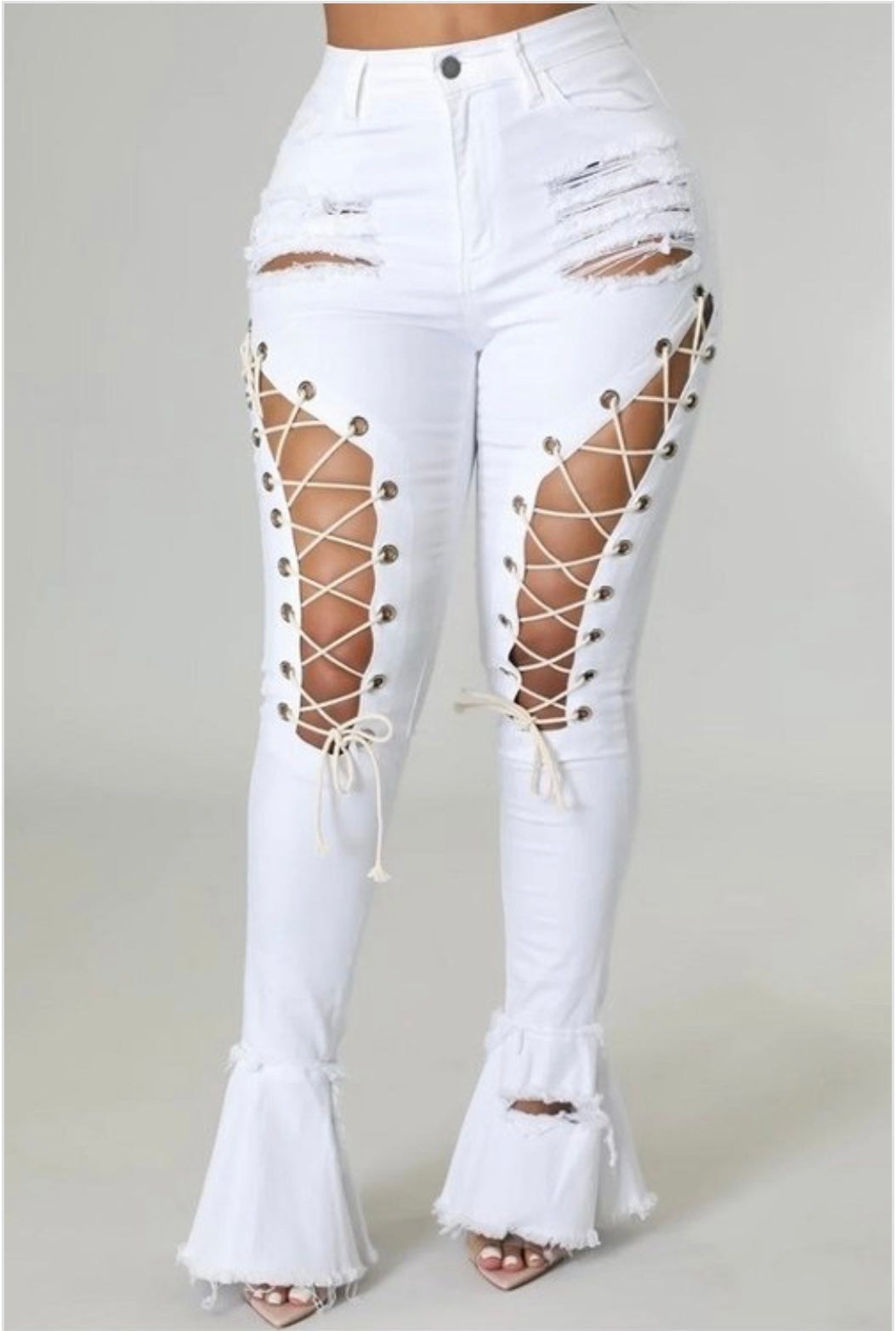 Laced flare jeans