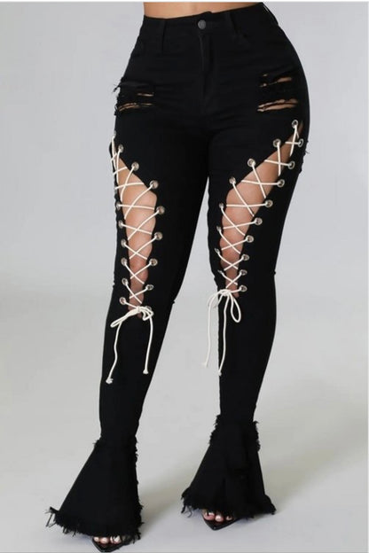 Laced flare jeans